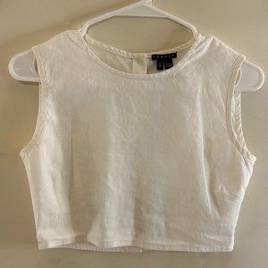 Theory white linen crop top size P